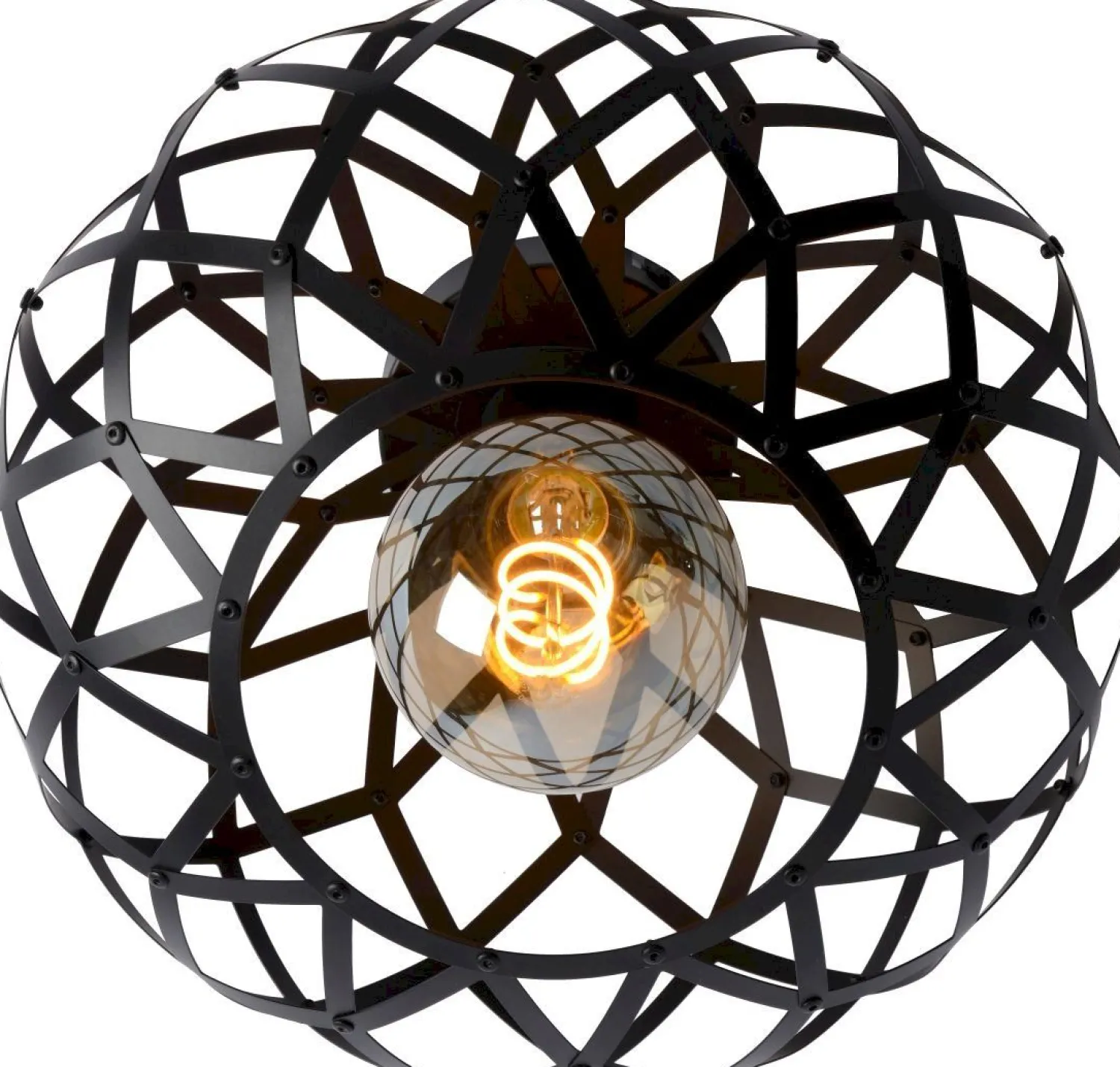 Industriële Plafondlampen|Plafondlampen-Lucide Wolfram Plafondlamp Zwart