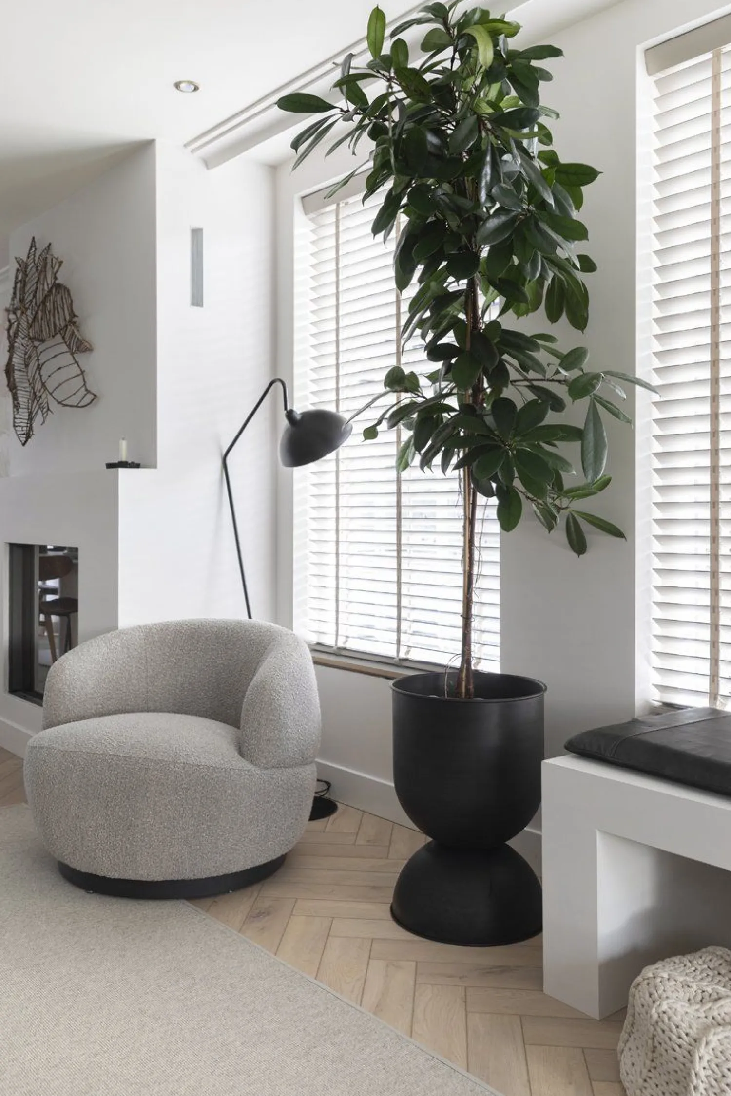 Ronde Fauteuils|Draaifauteuils-WOOOD Woolly Draaifauteuil Naturel