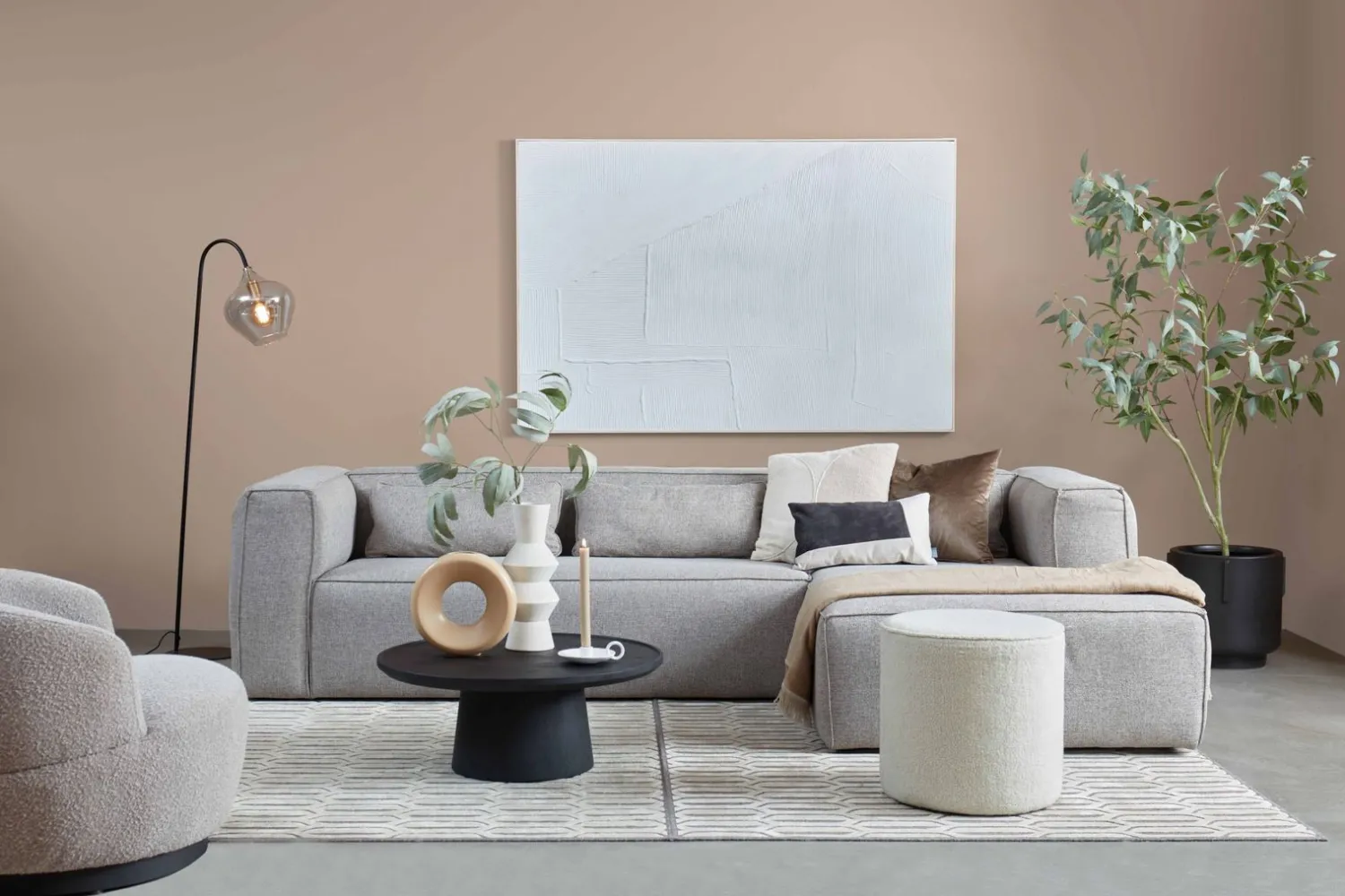 Ronde Fauteuils|Draaifauteuils-WOOOD Woolly Draaifauteuil Naturel