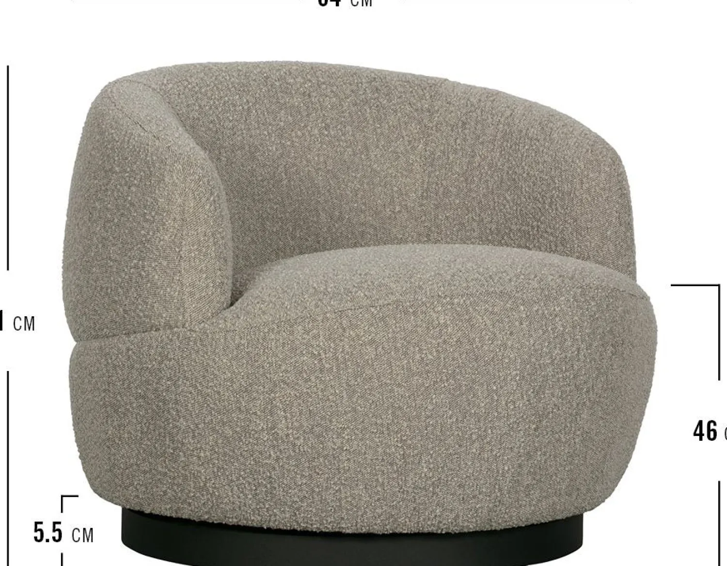 Ronde Fauteuils|Draaifauteuils-WOOOD Woolly Draaifauteuil Naturel