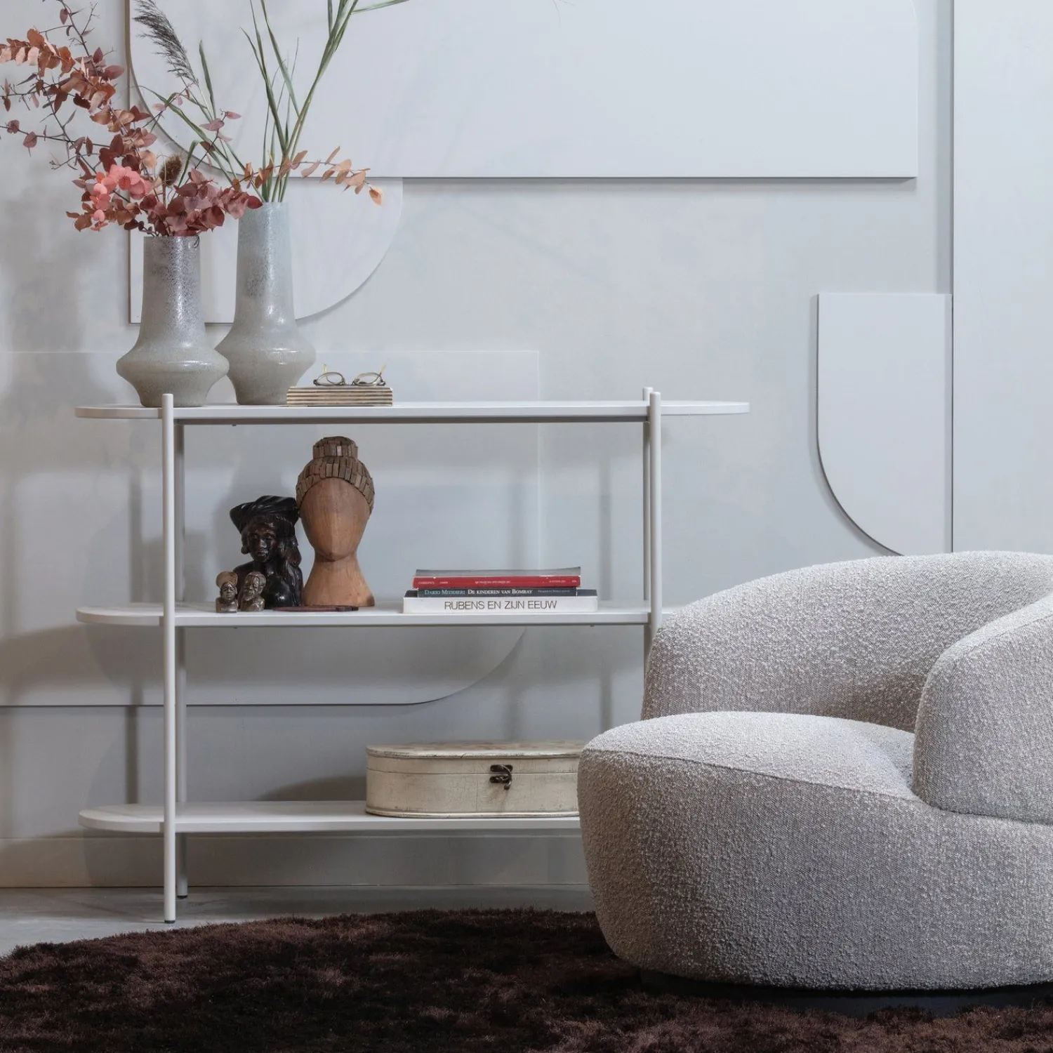 Ronde Fauteuils|Draaifauteuils-WOOOD Woolly Draaifauteuil Naturel