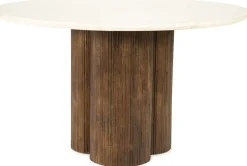 Houten Eettafels-Eleonora Xanni Eettafel Wit, Bruin