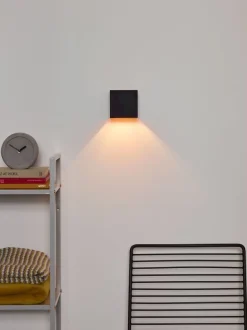 Wandlampen|Wandlampen-Lucide Xio Vierkant Wandlamp Zwart