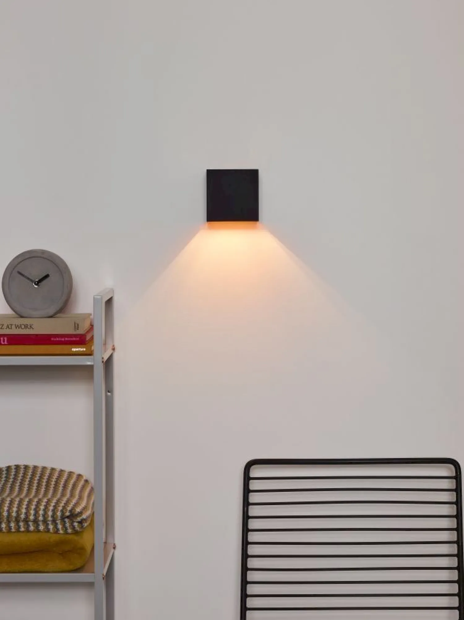 Wandlampen|Wandlampen-Lucide Xio Vierkant Wandlamp Zwart