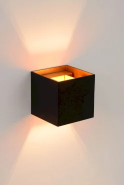 Wandlampen|Wandlampen-Lucide Xio Vierkant Wandlamp Zwart