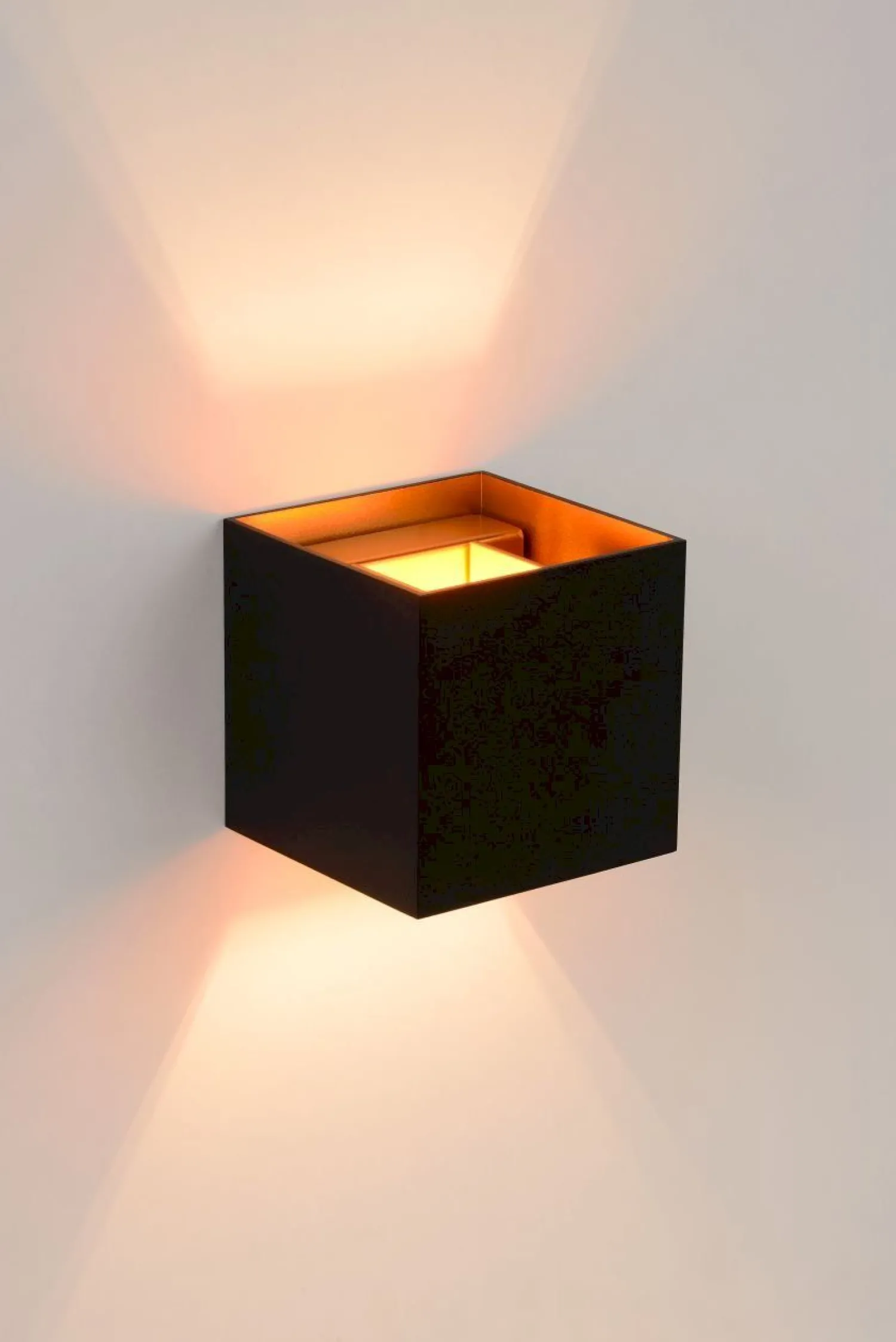Wandlampen|Wandlampen-Lucide Xio Vierkant Wandlamp Zwart