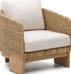 Tuinstoelen-Kave Home Xoriguer Outdoor Fauteuil Naturel, Wit