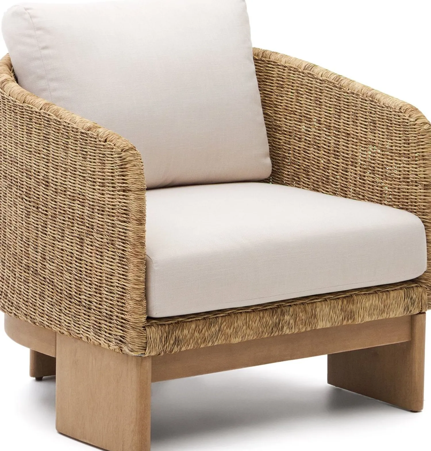 Tuinstoelen-Kave Home Xoriguer Outdoor Fauteuil Naturel, Wit