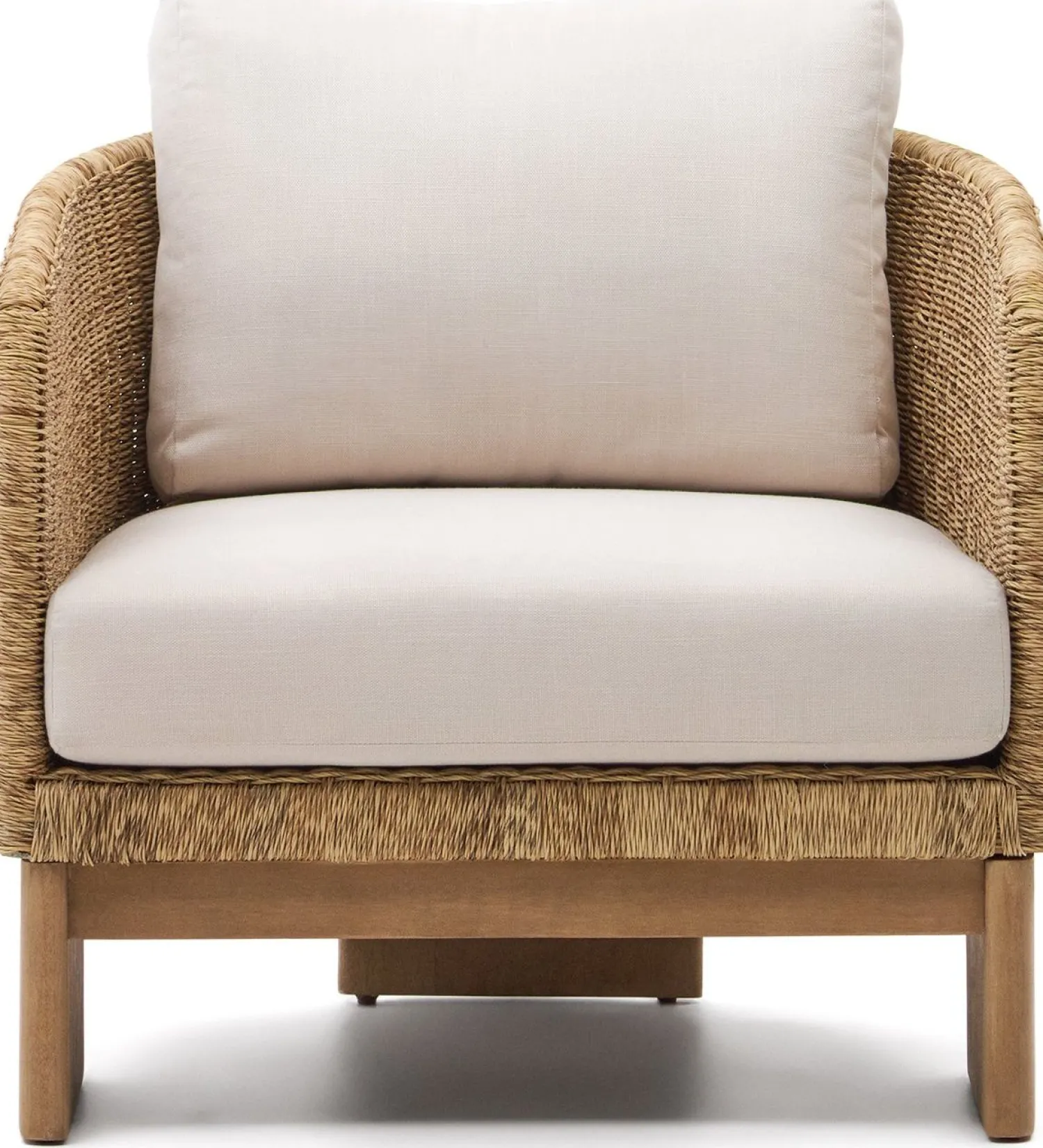 Tuinstoelen-Kave Home Xoriguer Outdoor Fauteuil Naturel, Wit