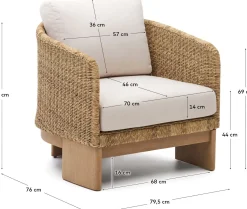 Tuinstoelen-Kave Home Xoriguer Outdoor Fauteuil Naturel, Wit