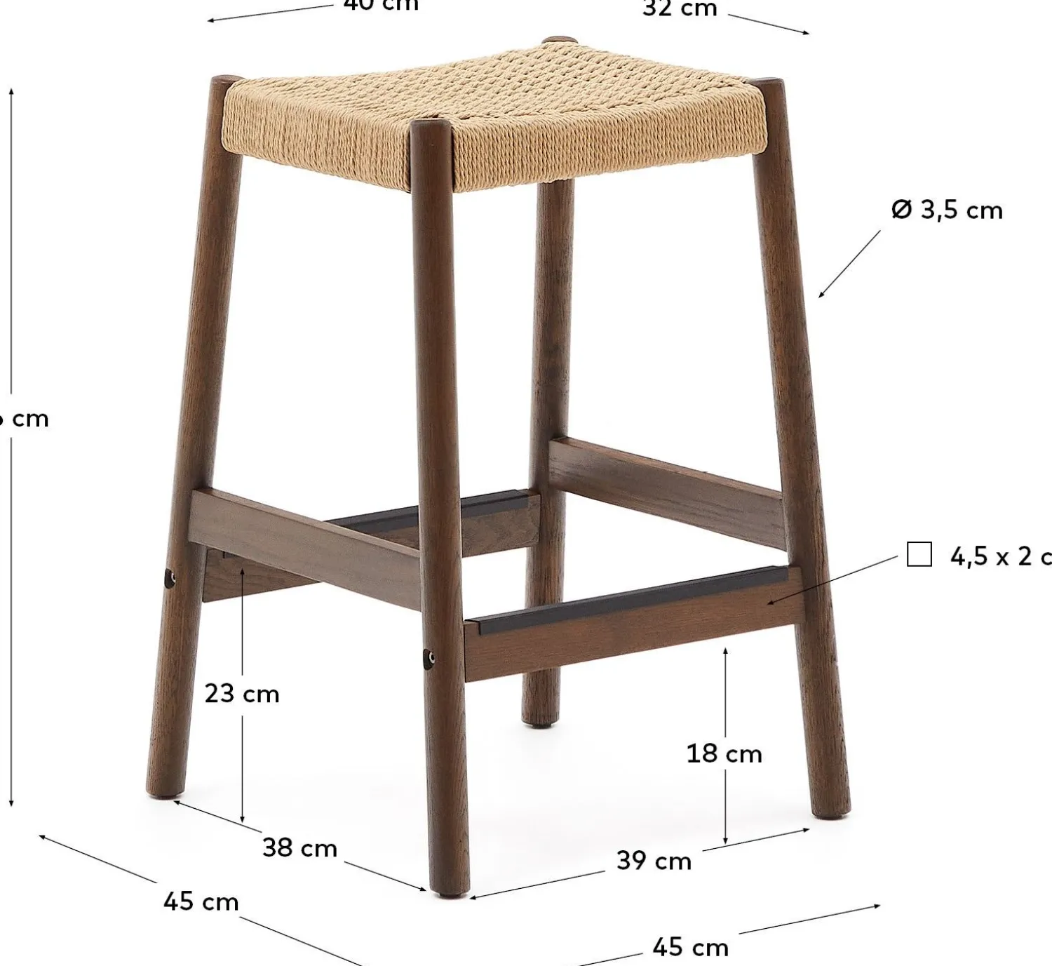 Tuinstoelen|Poefjes & Krukjes-Kave Home Yalia Outdoor Krukje Bruin, Naturel