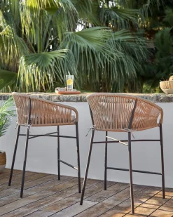 Tuinstoelen|Stoffen Barkrukken-Kave Home Yanet Barkruk Beige