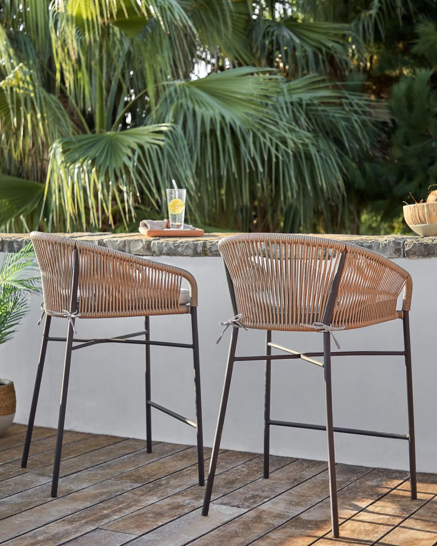 Tuinstoelen|Stoffen Barkrukken-Kave Home Yanet Barkruk Beige