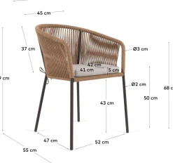 Tuinstoelen|Eetkamerstoelen Met Armleuning-Kave Home Yanet Tuinstoel Naturel, Beige