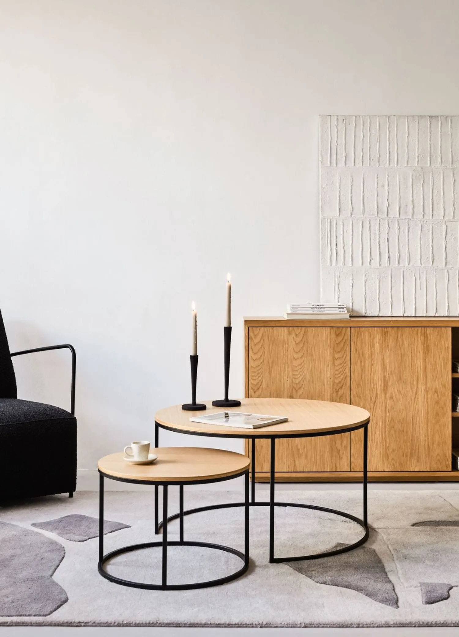 Houten Salontafels|Ronde Salontafels-Kave Home Yoana Salontafelset Naturel