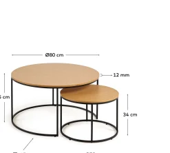 Houten Salontafels|Ronde Salontafels-Kave Home Yoana Salontafelset Naturel