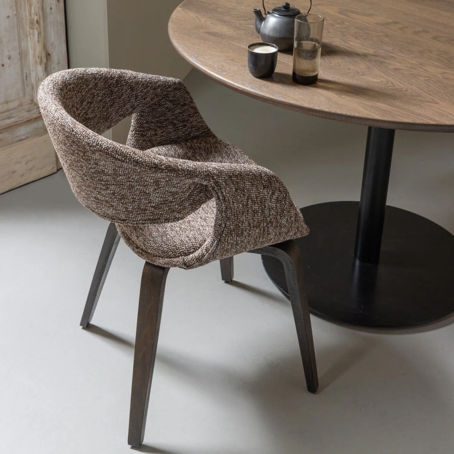 Eetkamerstoelen Met Armleuning-WOOOD Yossi Bruin Hout Eetkamerstoel Brown