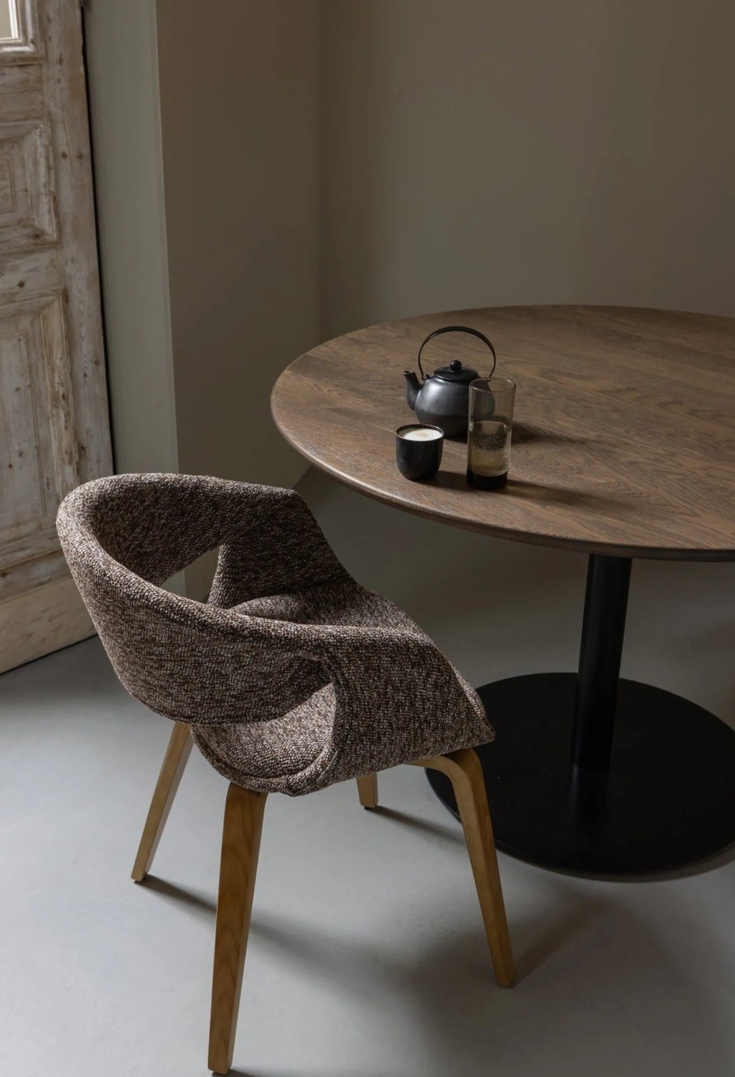 Eetkamerstoelen Met Armleuning-WOOOD Yossi Hout Eetkamerstoel Brown