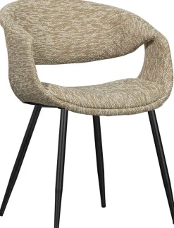 Eetkamerstoelen Met Armleuning-WOOOD Yossi Zwart Metaal Eetkamerstoel Sand