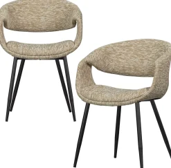 Eetkamerstoelen Met Armleuning-WOOOD Yossi Zwart Metaal Eetkamerstoel Sand