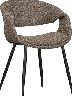 Eetkamerstoelen Met Armleuning-WOOOD Yossi Zwart Metaal Eetkamerstoel Brown