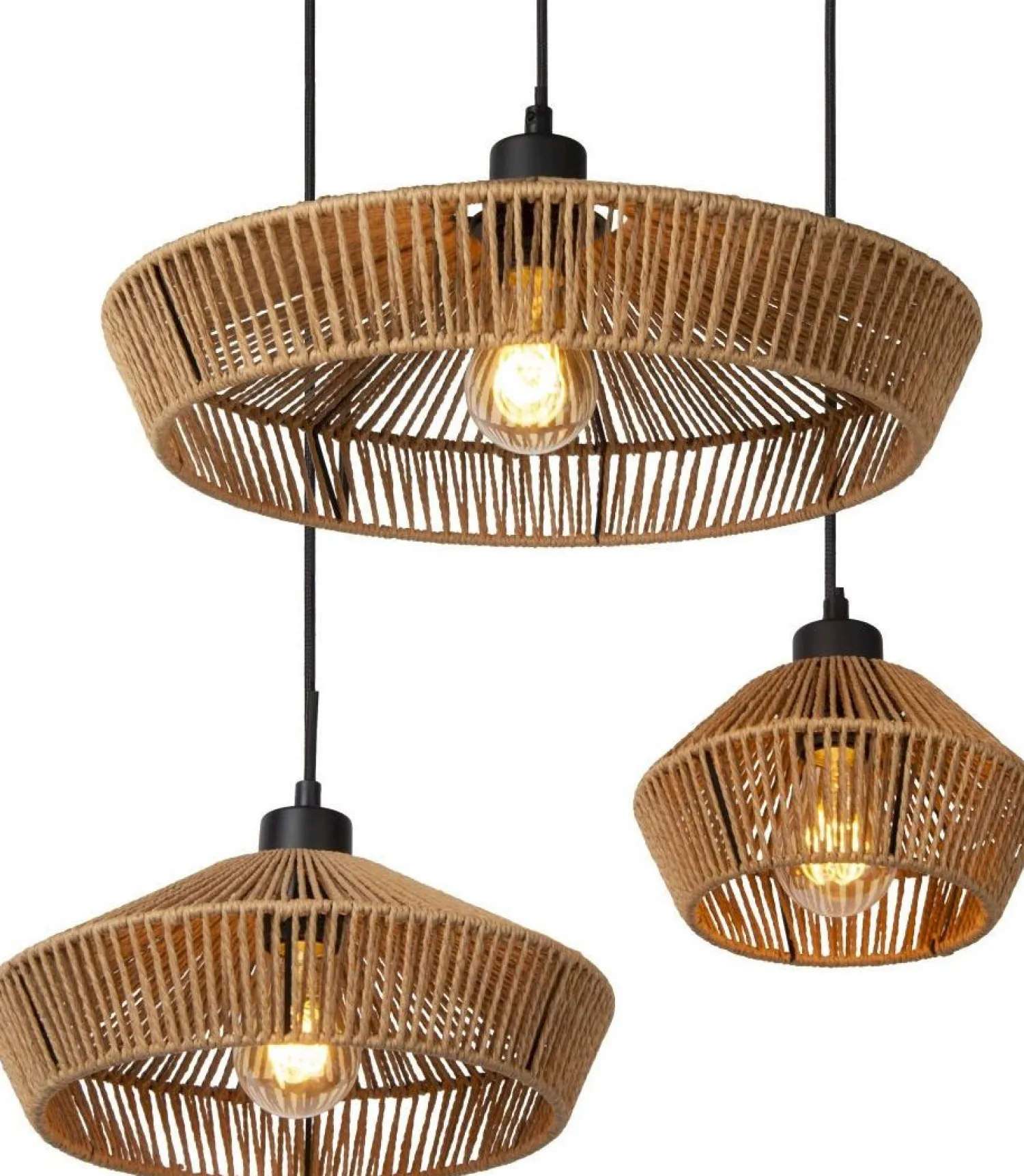 Hanglampen|Hanglampen-Lucide Yunkai Hanglamp Naturel, Zwart