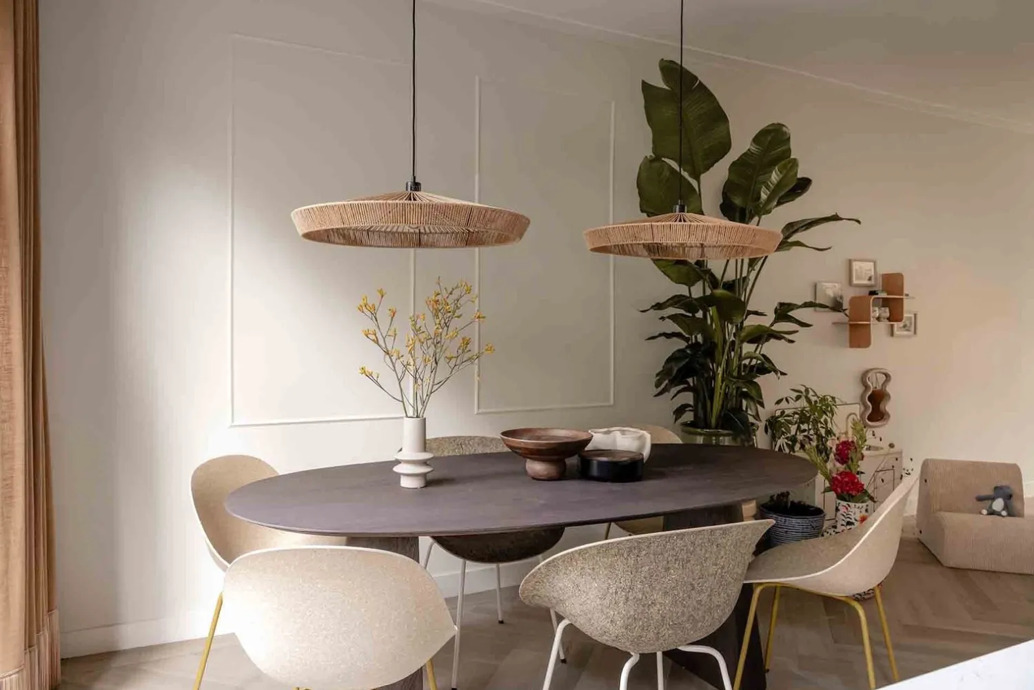 Hanglampen|Hanglampen-Lucide Yunkai Hanglamp Naturel, Zwart