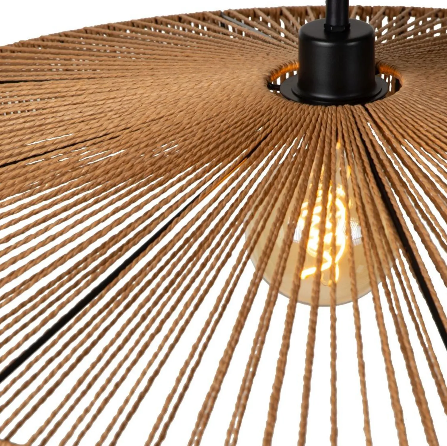 Hanglampen|Hanglampen-Lucide Yunkai Hanglamp Naturel, Zwart