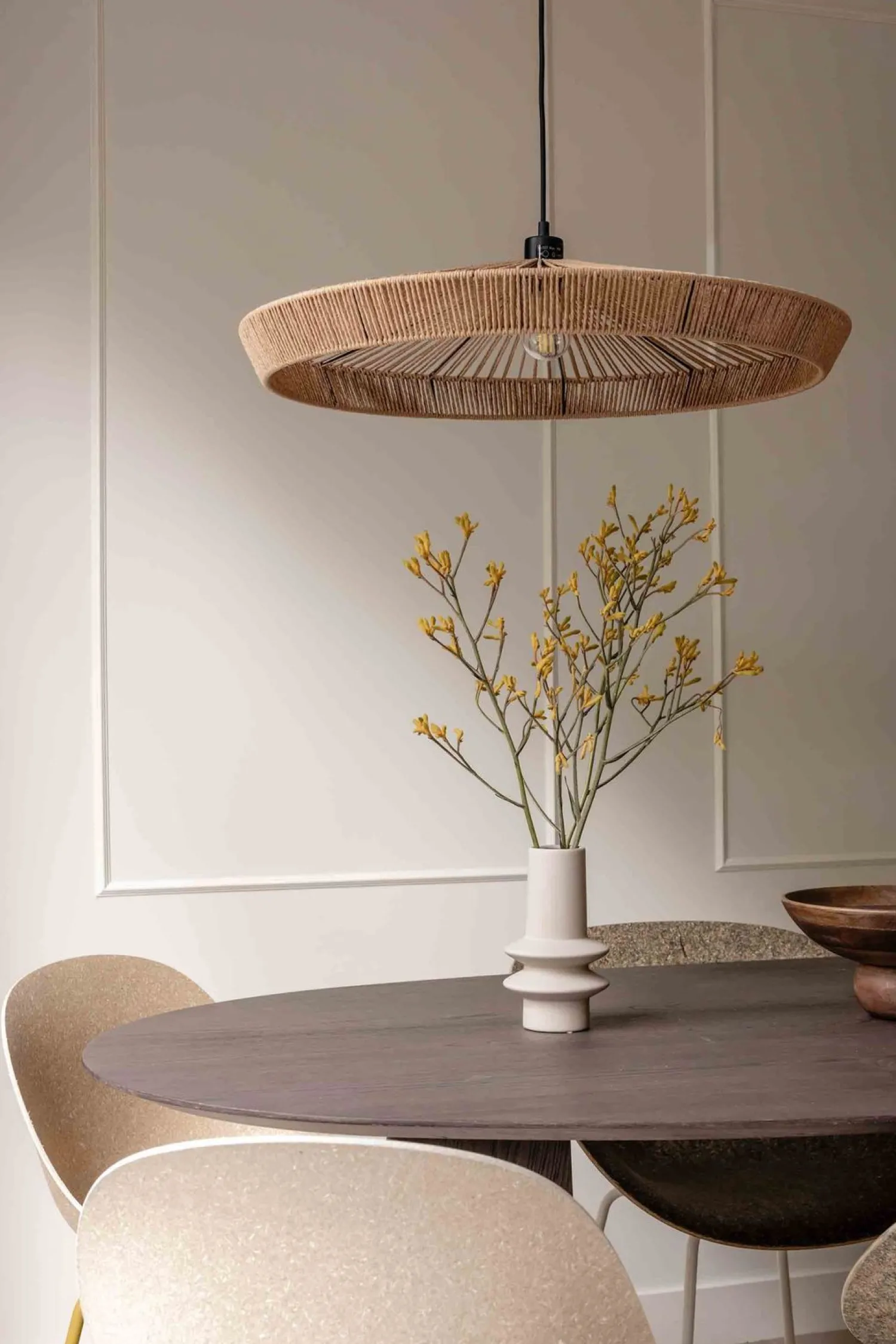 Hanglampen|Hanglampen-Lucide Yunkai Hanglamp Naturel, Zwart