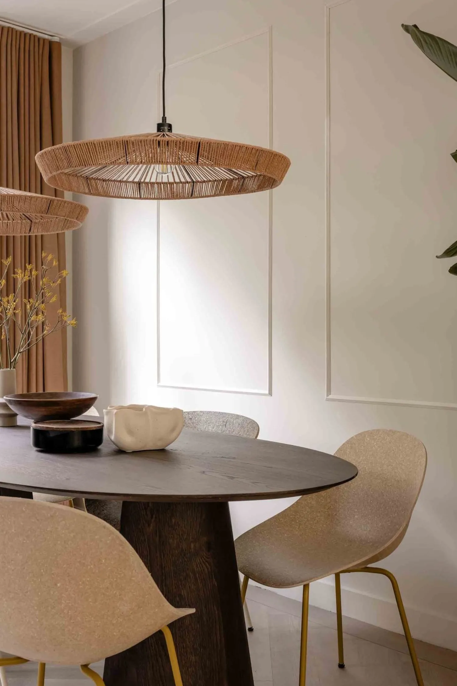 Hanglampen|Hanglampen-Lucide Yunkai Hanglamp Naturel, Zwart