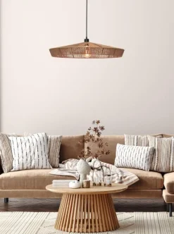 Hanglampen|Hanglampen-Lucide Yunkai Hanglamp Naturel, Zwart