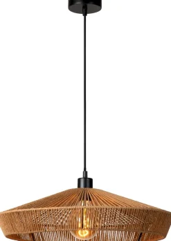Hanglampen|Hanglampen-Lucide Yunkai Hanglamp Naturel, Zwart