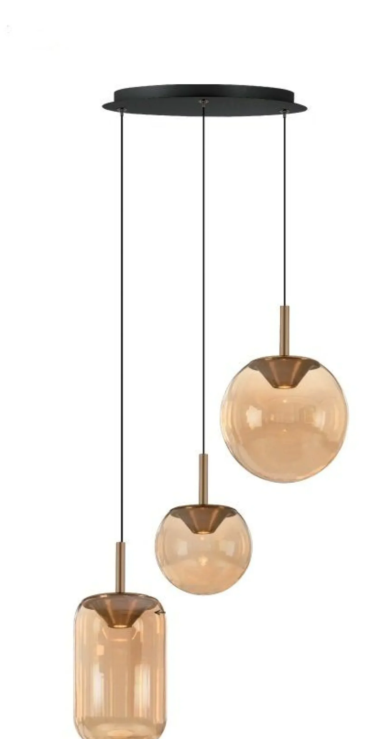Moderne Hanglampen|Moderne Hanglampen-Montèl Yvonne Hanglamp Zwart Amber