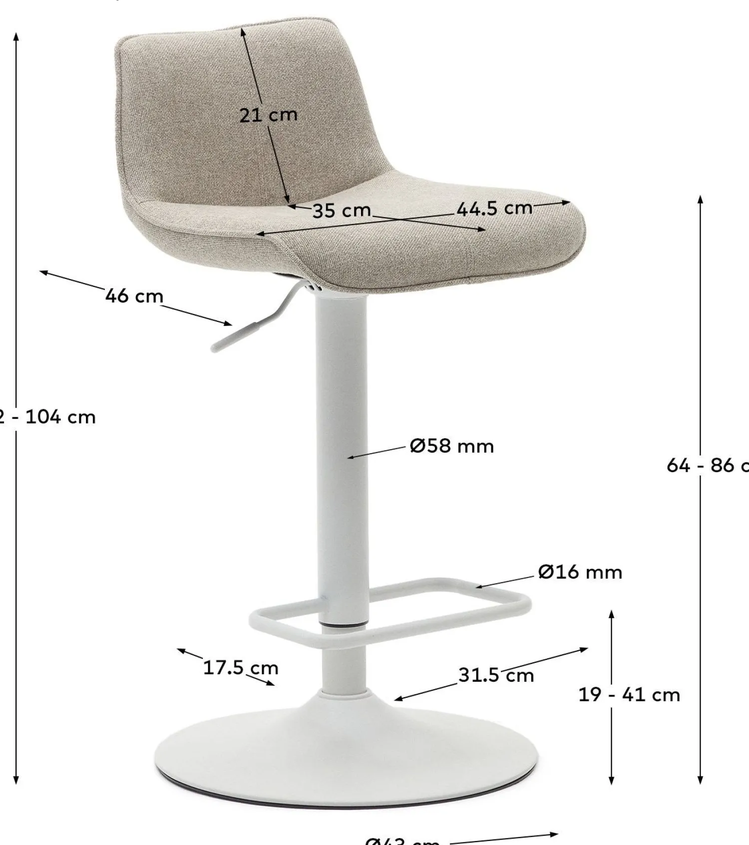 Stoffen Barkrukken-Kave Home Zenda Barstoel Beige