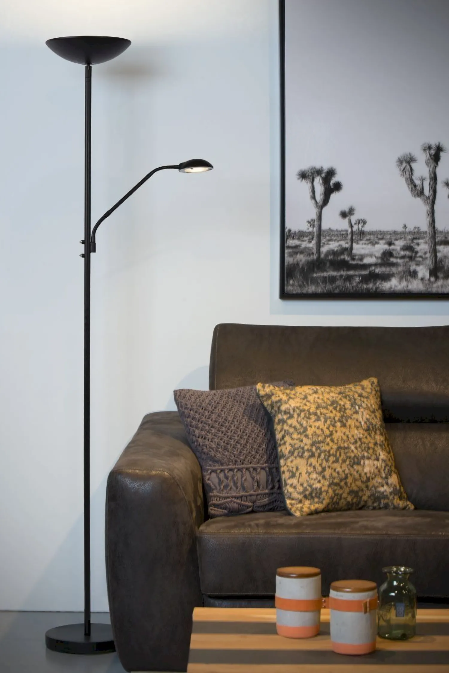 Moderne Vloerlampen|Vloerlampen-Lucide Zenith Vloerlamp Zwart