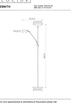 Moderne Vloerlampen|Vloerlampen-Lucide Zenith Vloerlamp Zwart