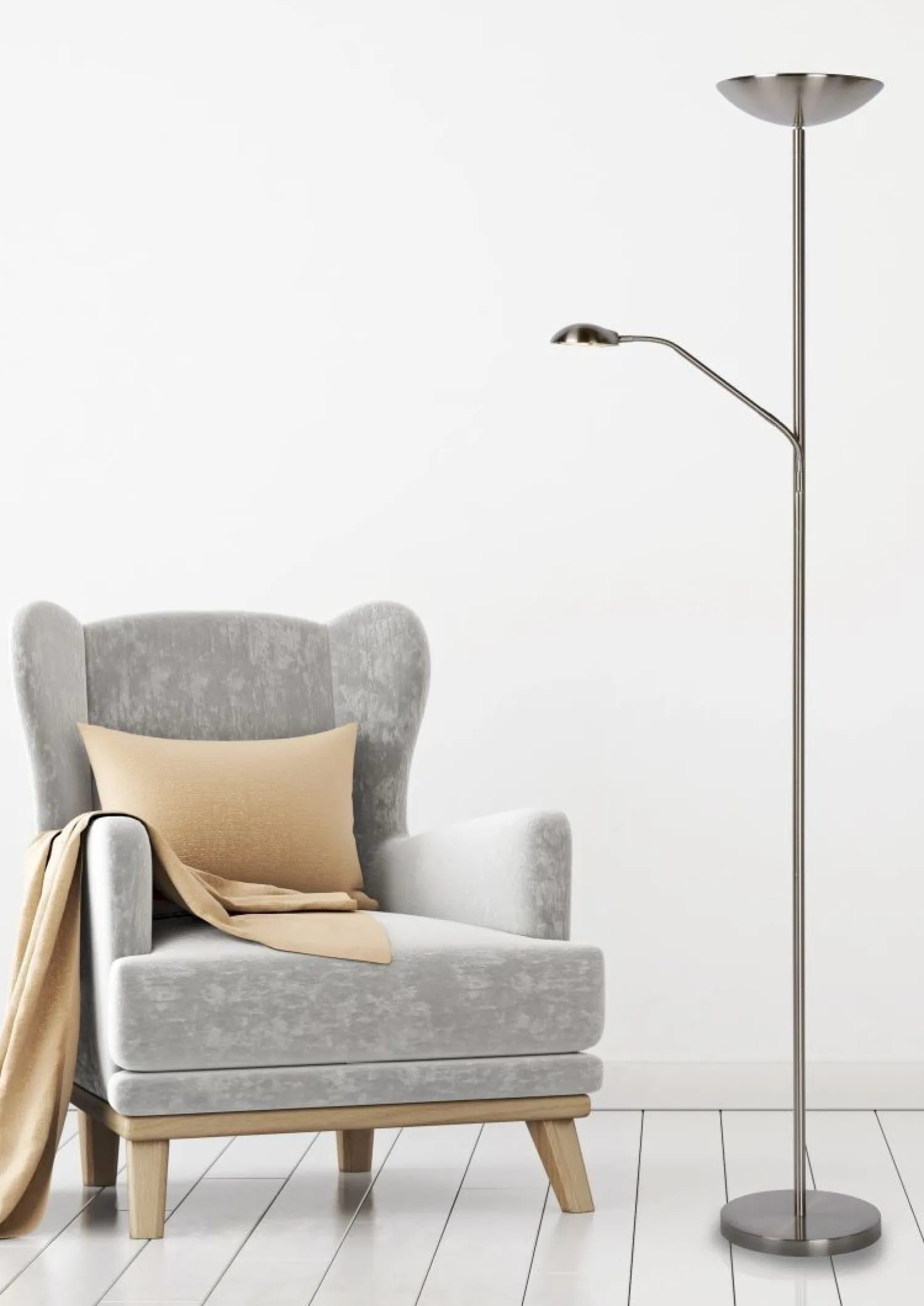Moderne Vloerlampen|Vloerlampen-Lucide Zenith Vloerlamp Chroom