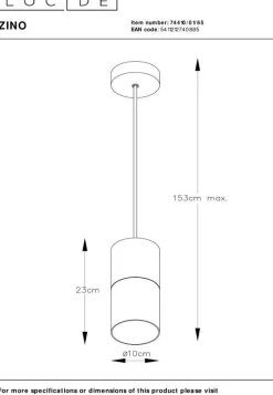 Moderne Hanglampen|Moderne Hanglampen-Lucide Zino Hanglamp Zwart