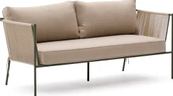 Tuinbanken|Zitbanken-Kave Home Zivia Outdoor 3-Zitsbank Groen, Beige