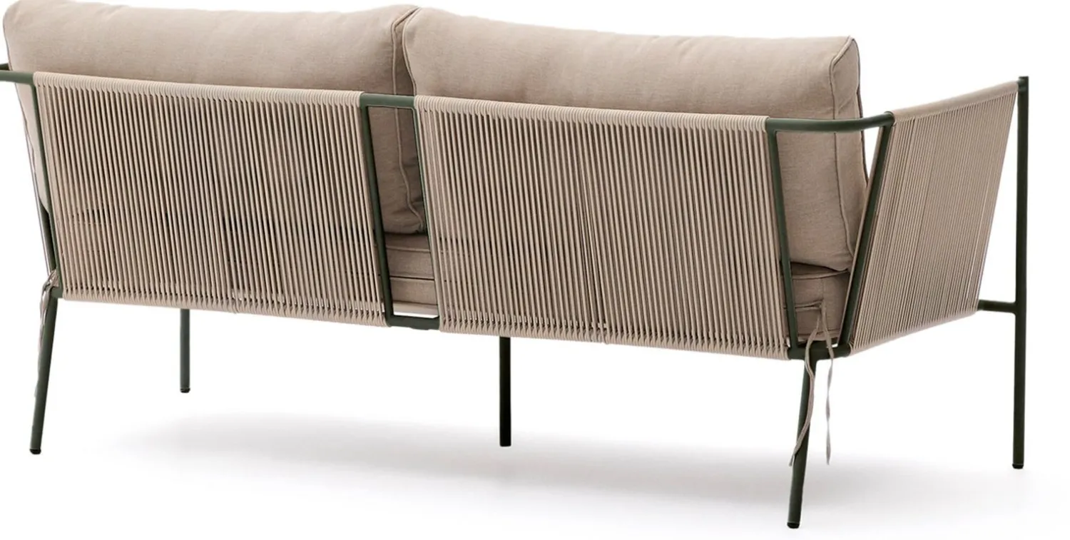 Tuinbanken|Zitbanken-Kave Home Zivia Outdoor 3-Zitsbank Groen, Beige