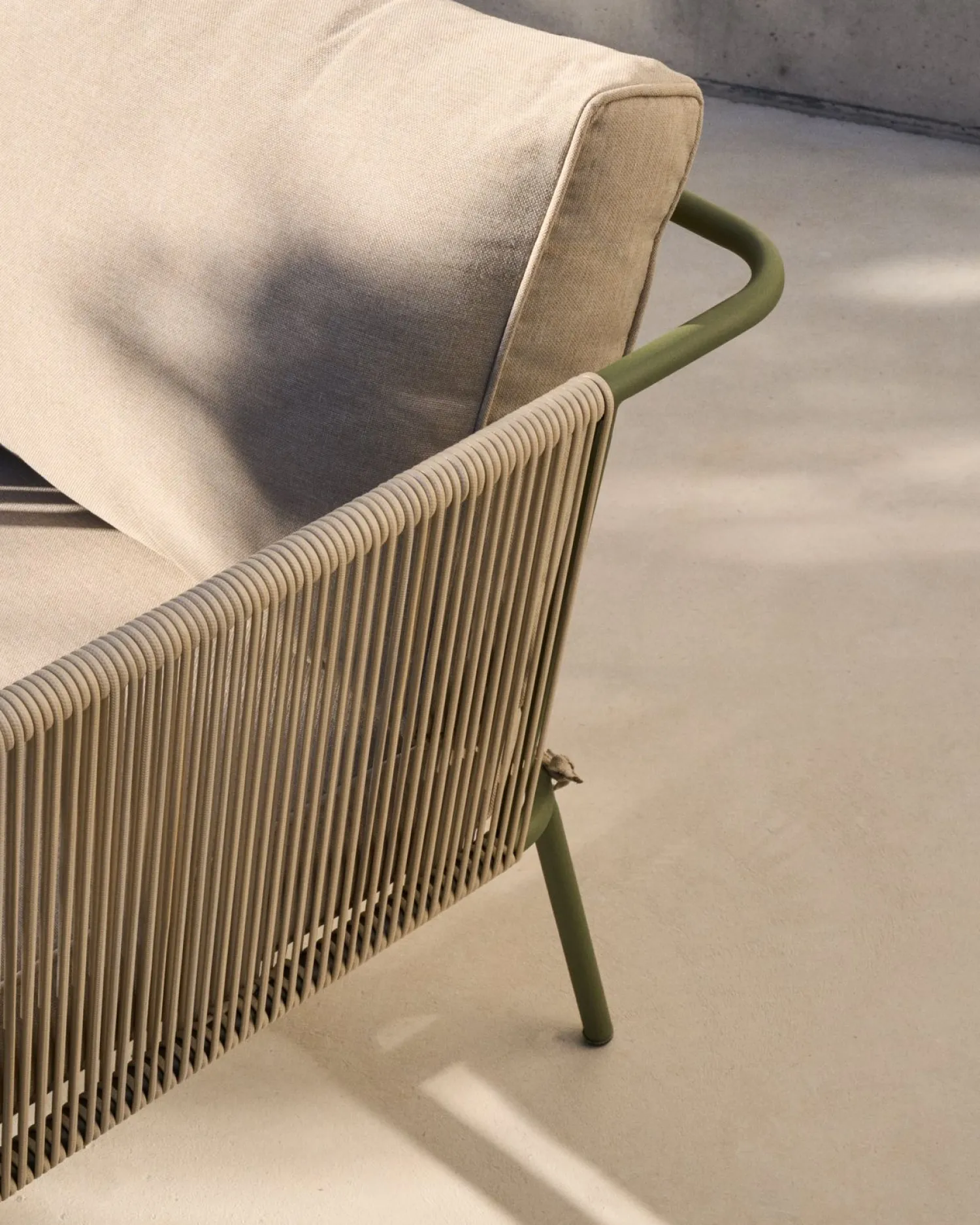 Tuinbanken|Zitbanken-Kave Home Zivia Outdoor 3-Zitsbank Groen, Beige