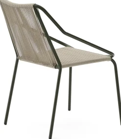 Tuinstoelen-Kave Home Zivia Tuinstoel Donkergroen, Beige