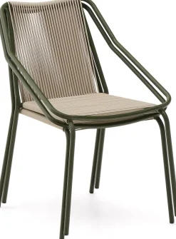 Tuinstoelen-Kave Home Zivia Tuinstoel Donkergroen, Beige