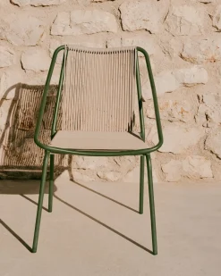 Tuinstoelen-Kave Home Zivia Tuinstoel Donkergroen, Beige