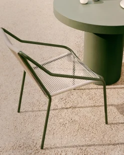 Tuinstoelen-Kave Home Zivia Tuinstoel Donkergroen, Beige