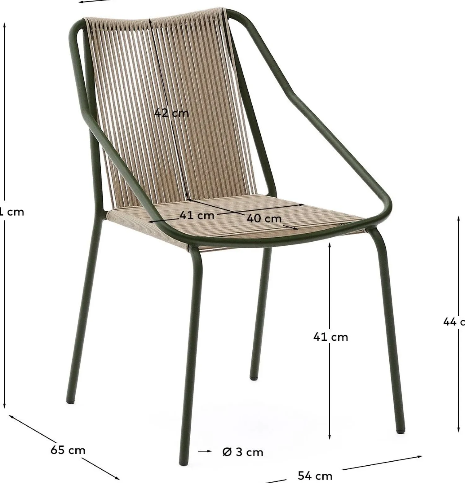 Tuinstoelen-Kave Home Zivia Tuinstoel Donkergroen, Beige