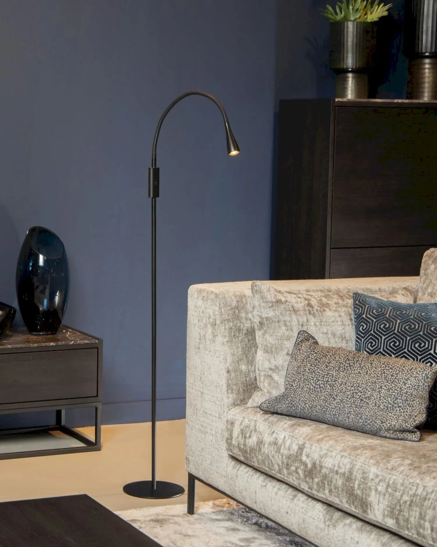 Moderne Vloerlampen|Vloerlampen-Lucide Zozy Vloerlamp Zwart